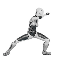 super soldier female doing a protection pose