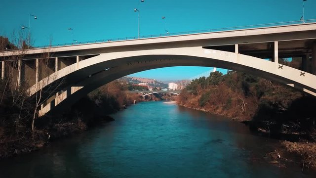 Four Bridges on Blue River Moraca. Cetri Mosta Morace, Blazov Most, Viseci Most, Ruski Most i Milenijum.