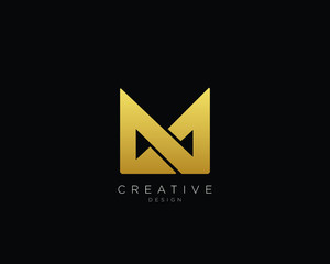 Fototapeta premium Letter M Logo Design, Creative Minimal M Monogram In Gold Color