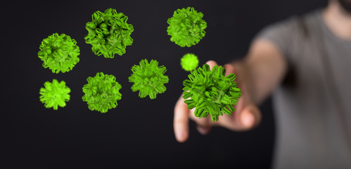 contagious coronavirus pandemic, dangerous virus outbreak 3d.