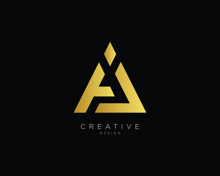 Letter AJ Logo Design, Creative Minimal AJ  Monogram In Gold Color