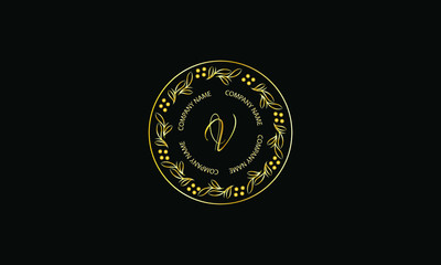 Elegant round shape monogram with letter V. Exquisite calligraphic logo design business sign, restaurant, royalty, boutique, cafe, hotel.