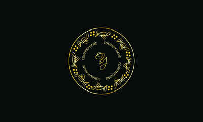 Elegant round shape monogram with letter Y. Exquisite calligraphic logo design business sign, restaurant, royalty, boutique, cafe, hotel.