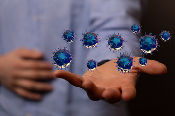 Group of virus cells. 3D illustration of virus cells.