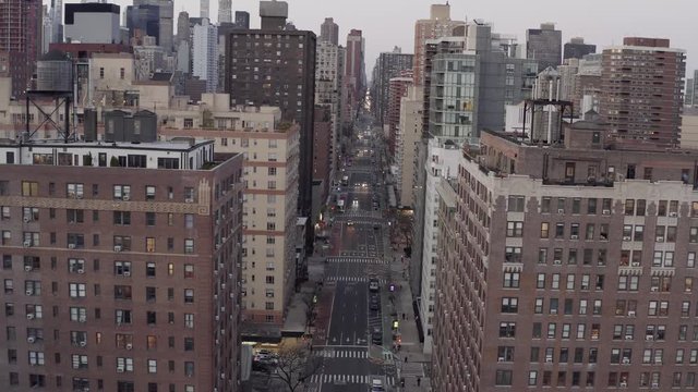 Drone shot of 3rd avenue in Manhattan ,NYC during global pandemic
