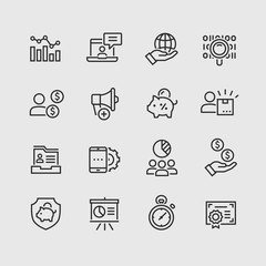 Global business vector icons set