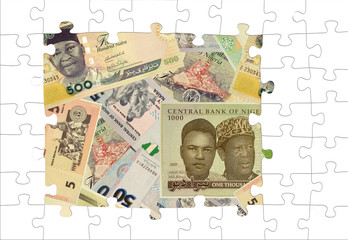Naira banknotes puzzled collage