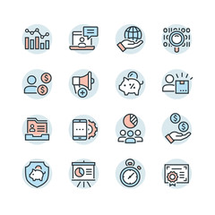 Global business vector icons set
