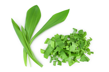 Ramson bunch vegetable isolated on white background with clipping path and full depth of field, Top...