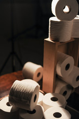 Dramatic Close up toilet paper supply