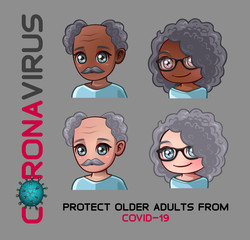 Protect older adults from coronavirus. Vector illustration