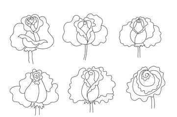 Black and white roses. Isolated on a white background. Stock illustration. Minimalism.
