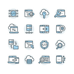 Data analysis vector icons set
