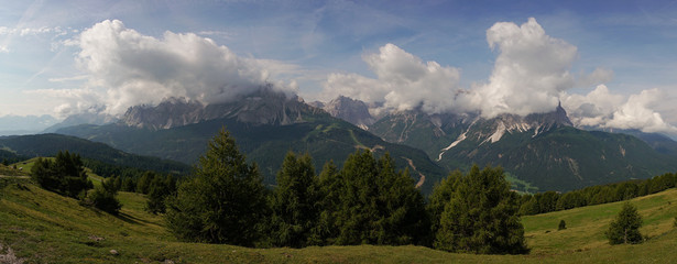 Naklejka na ściany i meble panoramic view of the Dolomites, South Tyrol
