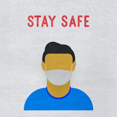 “Stay safe” Man in a medical mask on a textured background