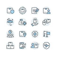 Set of Shipping vector line icon
