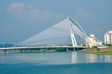 Hanging Bridge over the river in Putrajaya Malaysia
