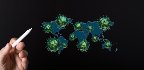 Virus abstract background. protection Genetics  3d