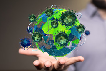 Virus abstract background. protection Genetics  3d