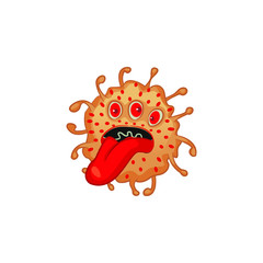 Fantasy bacteria or monster cartoon character flat vector illustration isolated on white background.