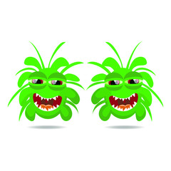 Fototapeta premium Fantasy bacteria or monster cartoon character flat vector illustration isolated on white background.