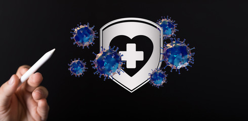 Corona Virus - Microbiology And Virology Concept - 3d protection.