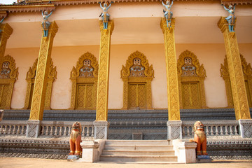 Naklejka premium A beautiful view of buddhist temple in Siem Reap, Cambodia.