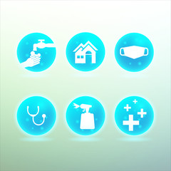 3D set icon in preventing against virus vector