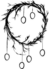 VECTOR easter eggs wreath of branches hand drawn colorful holiday spring