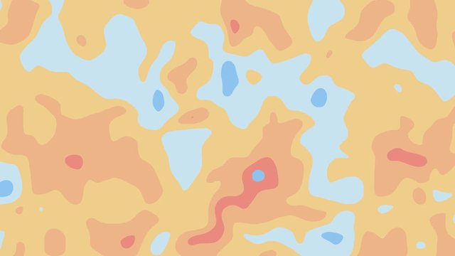 Colorful animation of an abstract background with topography textured pattern and morphing rounded shapes. 4k seamless looping CG animation background.