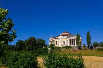 Fototapeta premium La Rotonda, designed by architect Andrea Palladio. This building is one of the most important villas of Italian Renaissance. Palladio was inspired by the Pantheon of Rome. Vicenza, Veneto, Italy.