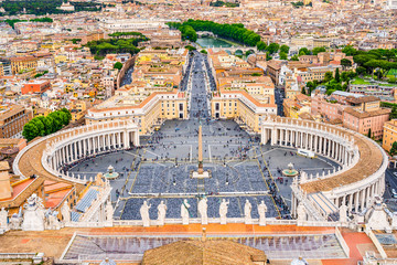 Aerial view of St. Peter's Square in Vatican City, Rome, Italy