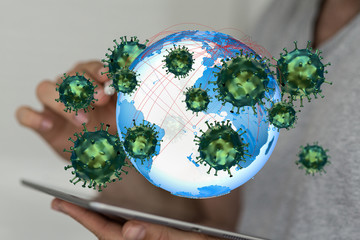 Virus abstract background. protection Genetics  3d