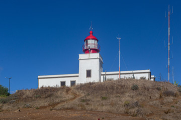 Fototapeta na wymiar A lighthouse on the western tip of Madeira Island, Portugal.