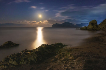 moonset over the sea