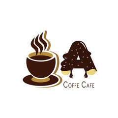 Letter  for Coffee logo design vector template with Vintage Concept style. beverage products for coffee shop, Cafe, Coffee House, Coffee maker, Company and Business.