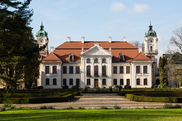 Zamoyski Palace in Kozlowka. Rococo and neoclassical palace complex located in Kozlowka near Lublin, eastern Poland - obrazy, fototapety, plakaty