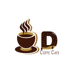 Letter  for Coffee logo design vector template with Vintage Concept style. beverage products for coffee shop, Cafe, Coffee House, Coffee maker, Company and Business.