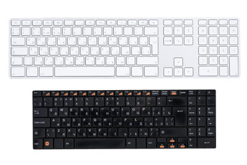 New white and black old computer keyboard isolated on whire background