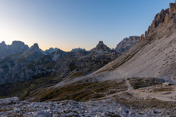 Amazing mountain picks photographed from the three peaks of Lavaredo, This is one of the best-known mountain groups in the italian Alps. UNESCO world heritage site in Dolomites