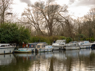 Obraz premium River landscape with boats