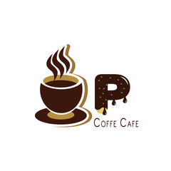 Letter  for Coffee logo design vector template with Vintage Concept style. beverage products for coffee shop, Cafe, Coffee House, Coffee maker, Company and Business.