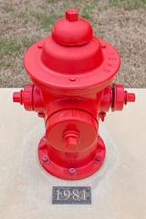 red fire hydrant manufactured in 1981