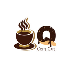 Letter for Coffee logo design vector template with Vintage Concept style. beverage products for coffee shop, Cafe, Coffee House, Coffee maker, Company and Business.