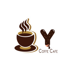 Letter  for Coffee logo design vector template with Vintage Concept style. beverage products for coffee shop, Cafe, Coffee House, Coffee maker, Company and Business.