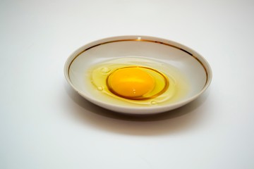 Raw egg on a plate