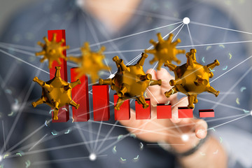 Financial stock graph has down from virus corona outbreak..