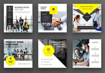 Social Media Post Layout Set with Yellow Accents