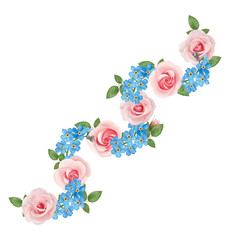 Roses and forget-me-nots. Vector illustration - 335109922