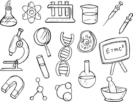Science Icons Black and White